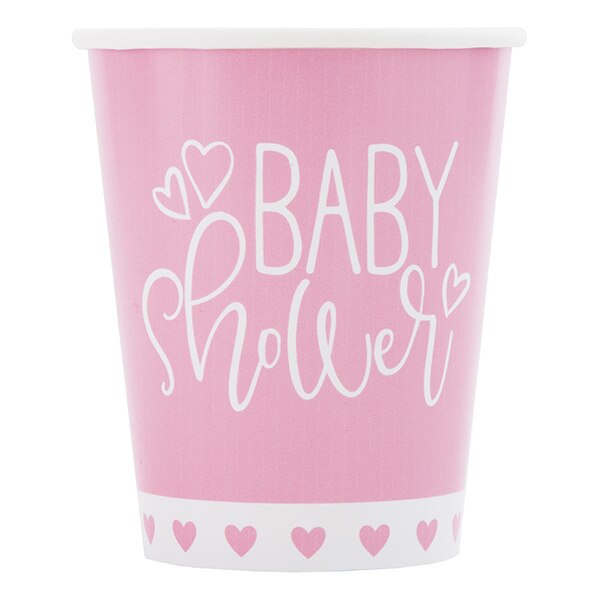 Pink Hearts Baby Cups, 9 ounce, 8 count