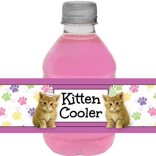 Birthday Direct's Kitten Party Water Bottle Labels