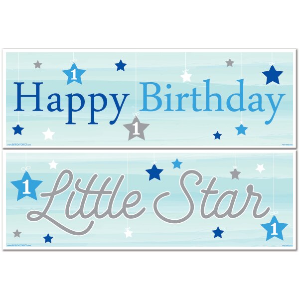 Birthday Direct's Twinkle Little Star 1st Birthday Blue Two Piece Banners