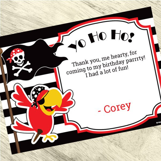 Birthday Direct's Parrot Pirate Party Custom Thank You