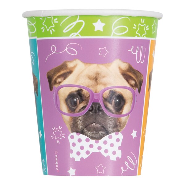 Dog Pug Birthday Cups, 9 oz, 8 ct