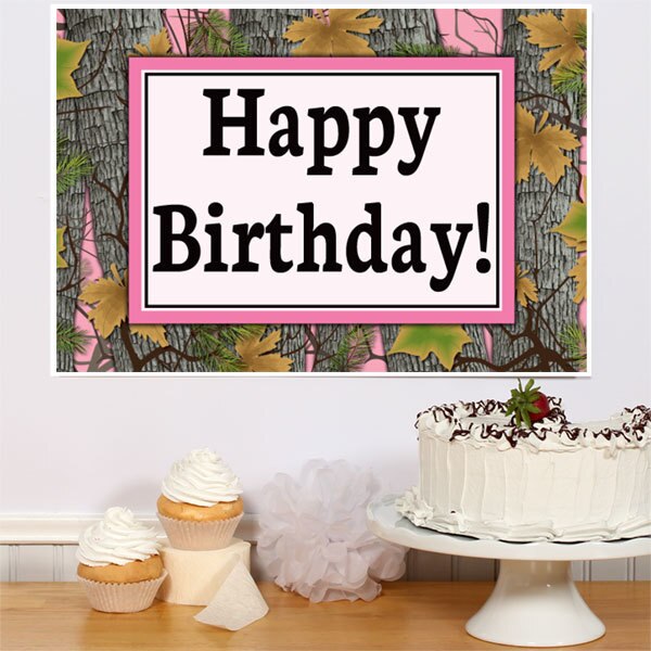 Camouflage Pink Birthday Sign, 8.5x11 Printable PDF Digital Download by Birthday Direct