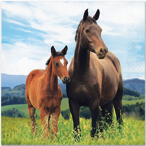 Horse and Pony Lunch Napkins, 6.5 inch fold, set of 16