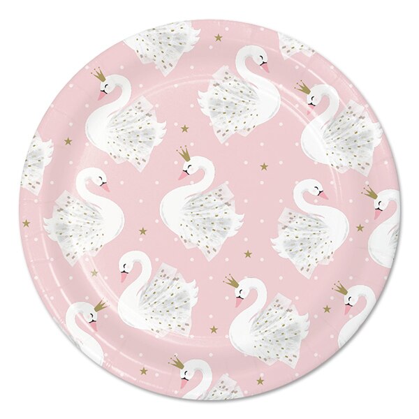 Swan Party Dessert Plates, 7 inch, 8 count
