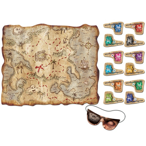 Pirate Treasure Map Party Game, activity, 14 piece