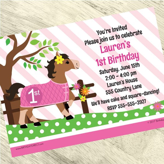 Birthday Direct's Little Pony 1st Birthday Custom Invitations