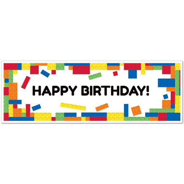 Building Blocks Birthday Tiny Banner, 8.5x11 Printable PDF Digital Download by Birthday Direct