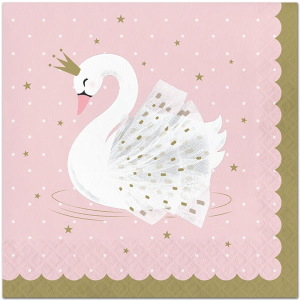 Swan Party Lunch Napkins, 6.5 inch fold, set of 16