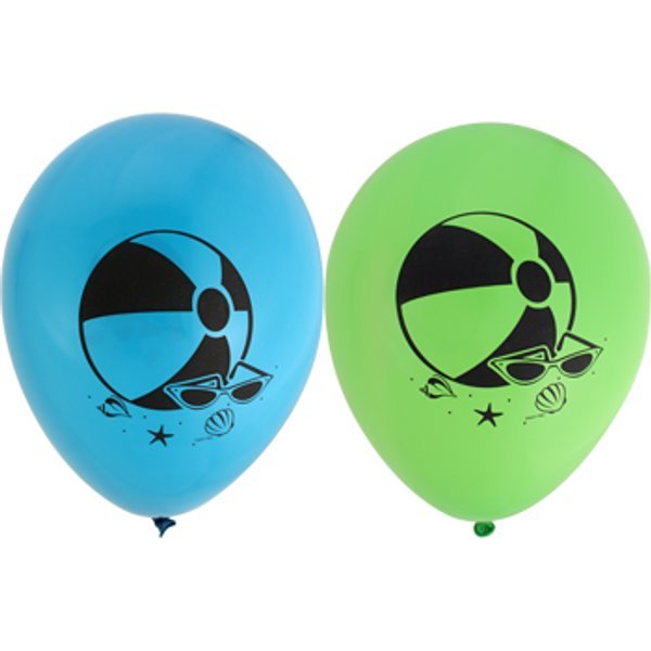 Summer Fun Printed Latex Balloons, 12 inch, 5 count