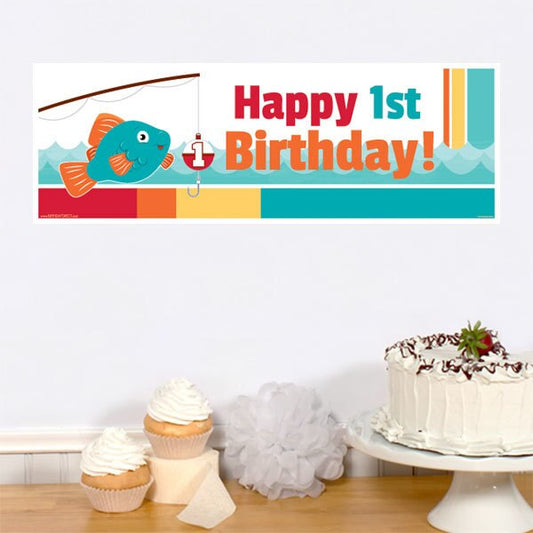Little Fish 1st Birthday Tiny Banner, 8.5x11 Printable PDF Digital Download by Birthday Direct