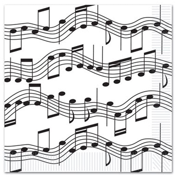 Musical Notes Lunch Napkins, 6.5 inch fold, set of 16