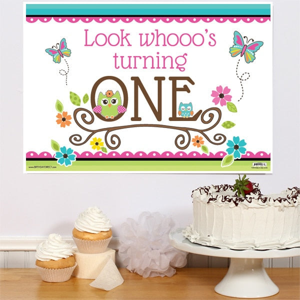Little Owl 1st Birthday Sign, 8.5x11 Printable PDF Digital Download by Birthday Direct