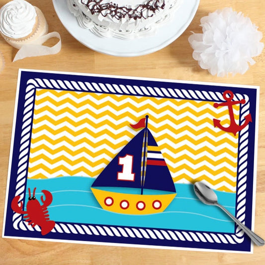 Ahoy Matey 1st Birthday Placemat, 8.5x11 Printable PDF Digital Download by Birthday Direct