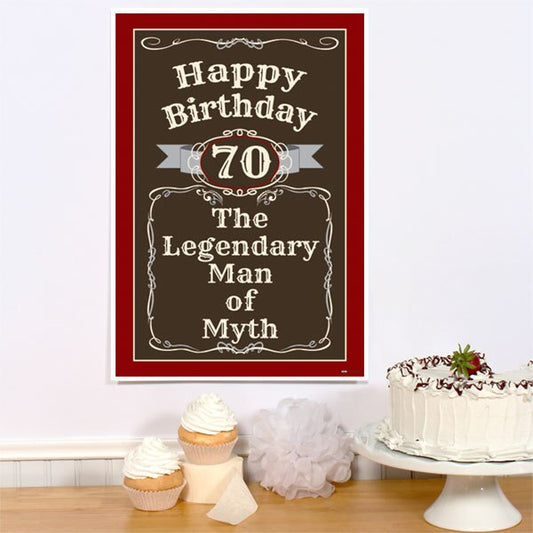 Vintage Dude 70th Birthday Sign, 8.5x11 Printable PDF Digital Download by Birthday Direct