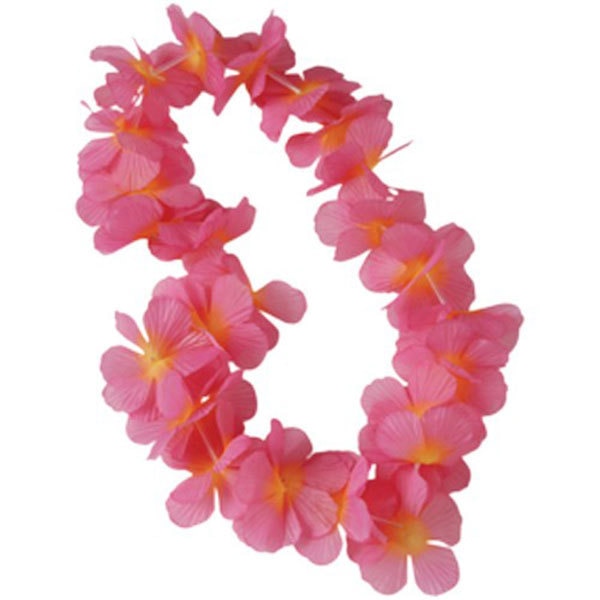 Leis, Pink and Yellow Large Petal  36 inch, 12 count
