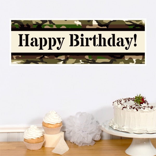Camouflage Warrior Birthday Tiny Banner, 8.5x11 Printable PDF Digital Download by Birthday Direct