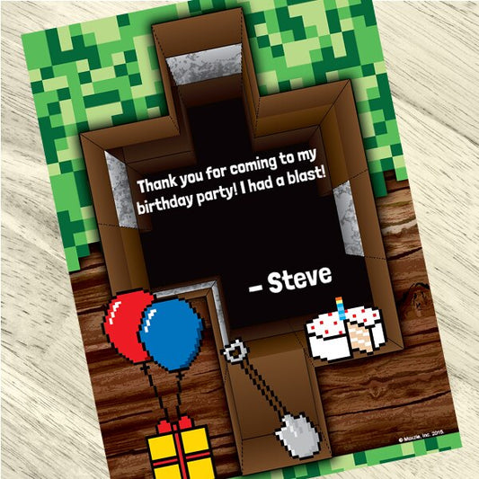 Birthday Direct's Pixel Craft Party Custom Thank You