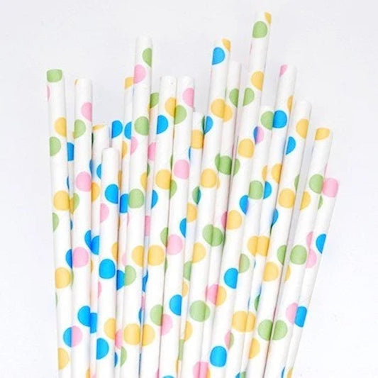 Confetti Dot Paper Straws, standard, set of 24