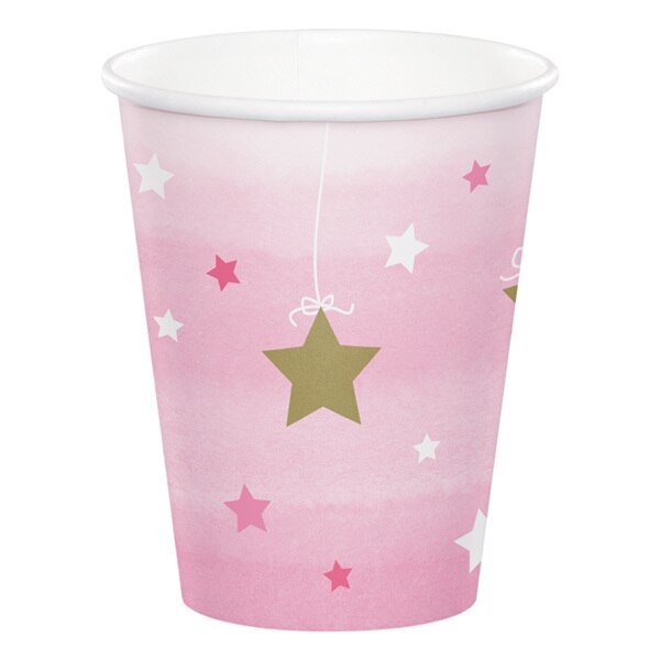Twinkle Little Star Pink Cups, 9 oz, 8 ct