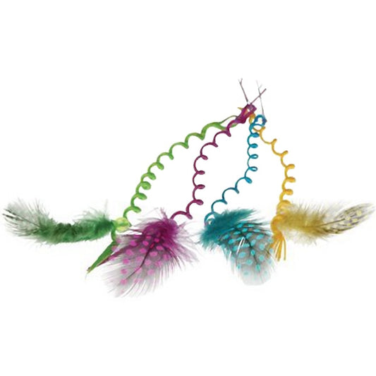 Curly Hair Pieces with Feathers, favors, set of 12