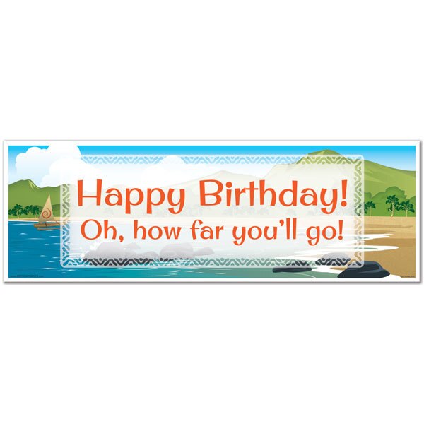 Polynesian Island Birthday Tiny Banner, 8.5x11 Printable PDF Digital Download by Birthday Direct