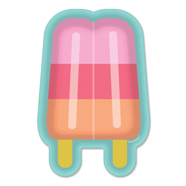 Chillin Popsicle Shaped Plates, 7 inch, 8 count