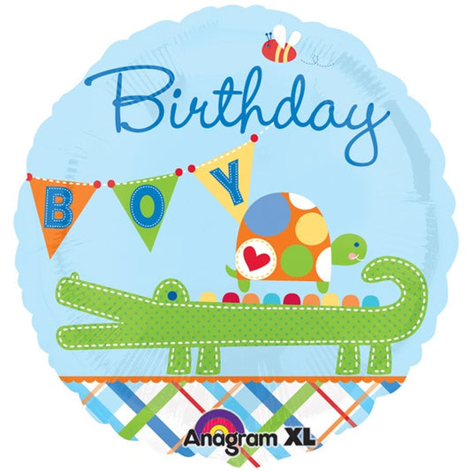 Birthday Boy Alligator Foil Balloon, 18 inch, each