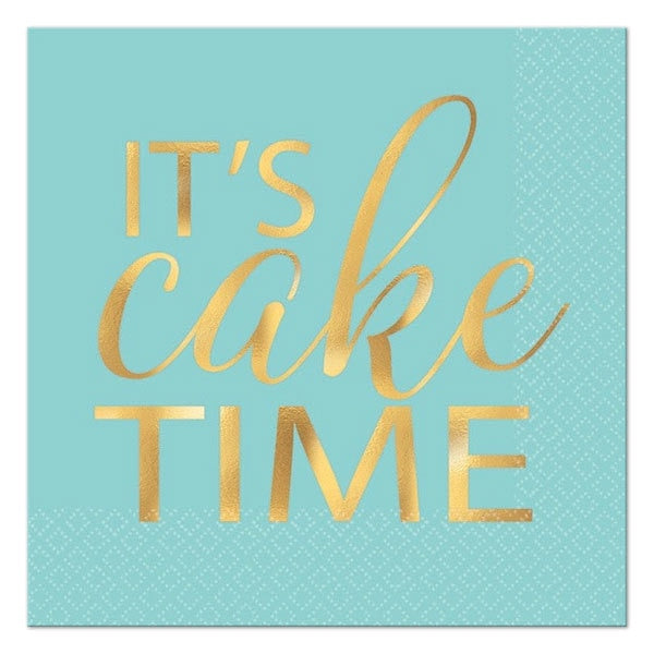 It's Cake Time Hot-Stamp Beverage Napkins, 5 inch fold, set of 16
