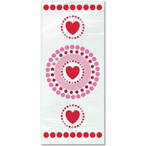 Valentine Radiant Hearts Cello Bags, 11.5 x 5 inch, set of 20