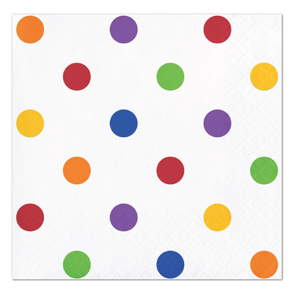 Multicolor Dots and Stripes Beverage Napkins, 5 inch fold, set of 16