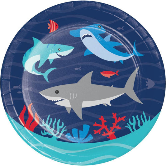 Shark Party Dessert Plates, 7 inch, 8 count