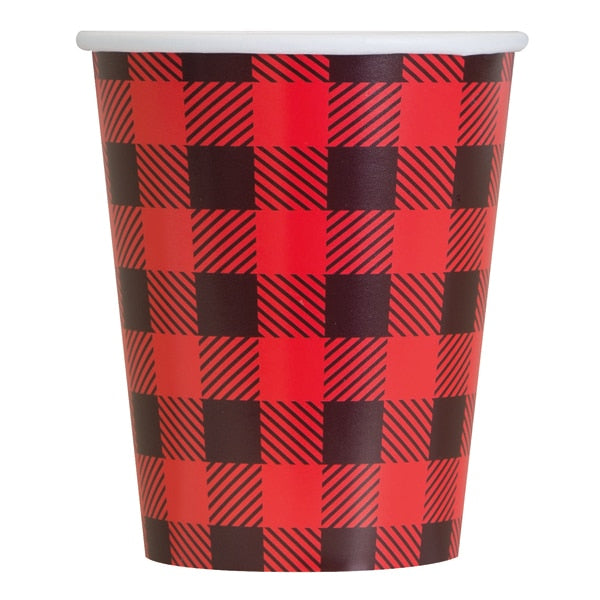 Plaid Lumberjack Cups, 9 ounce, 8 count