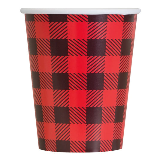 Plaid Lumberjack Cups, 9 oz, 8 ct