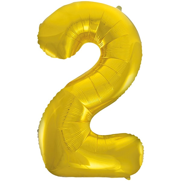 Gold Number 2 Foil Balloon, 34 inch, each