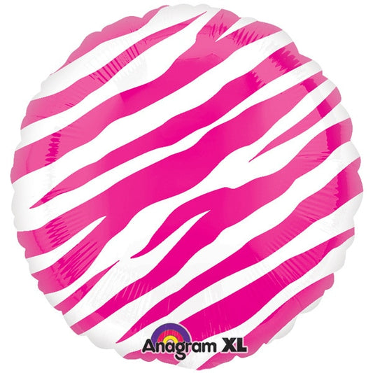 Pink Zebra Print Foil Balloon, 18 inch, each