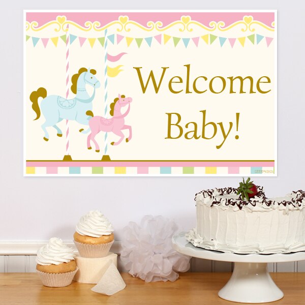 Carousel Horse Baby Shower Sign, 8.5x11 Printable PDF Digital Download by Birthday Direct