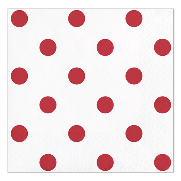 Classic Red Dots and Stripes Beverage Napkins, 5 inch fold, set of 16