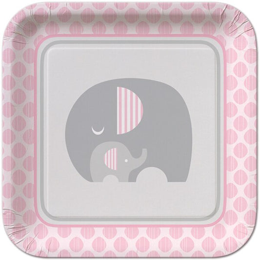 Elephant Little Peanut Pink Dinner Plates, 9 inch, 8 count