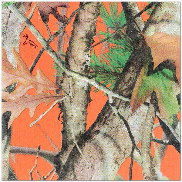 Camouflage Orange Party Lunch Napkins, 6.5 inch fold, set of 16