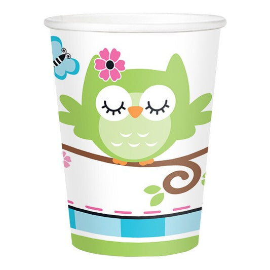 Little Owl 1st Birthday Cups, 9 oz, 8 ct