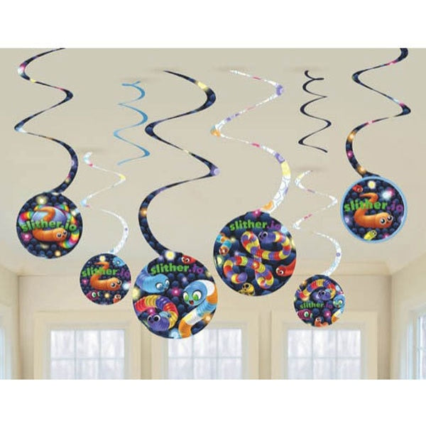 Slitherio Dangling Spiral Decorations, 5 inch cut-out, 8 count