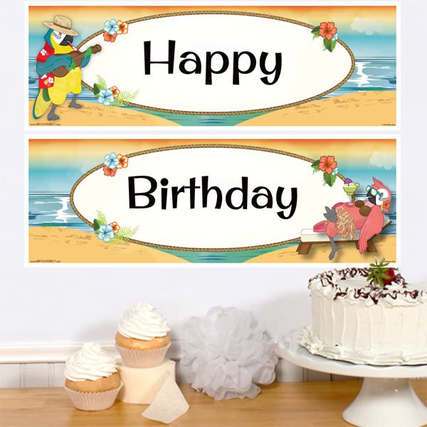 Birthday Direct's Parrot in Paradise Birthday Two Piece Banners