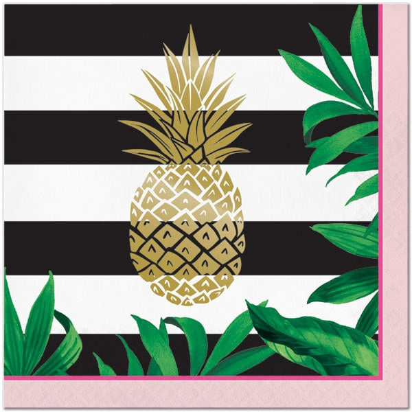 Pineapple and Palm Tree Lunch Napkins, 6.5 inch fold, set of 16