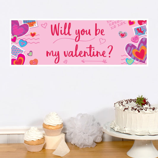 Valentine Hearts Party Tiny Banner, 8.5x11 Printable PDF Digital Download by Birthday Direct