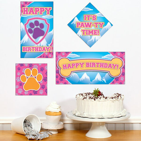 Birthday Direct's Pawty Prints Pink Birthday Sign Cutouts