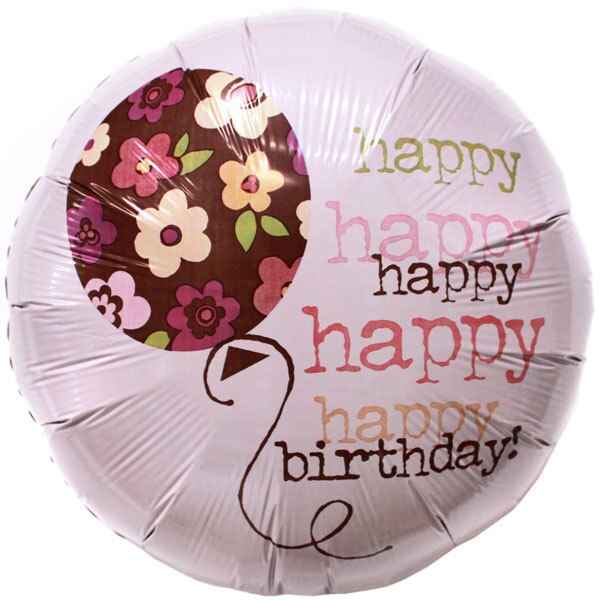 Happy Happy Happy Birthday Foil Balloon, 18 inch, each