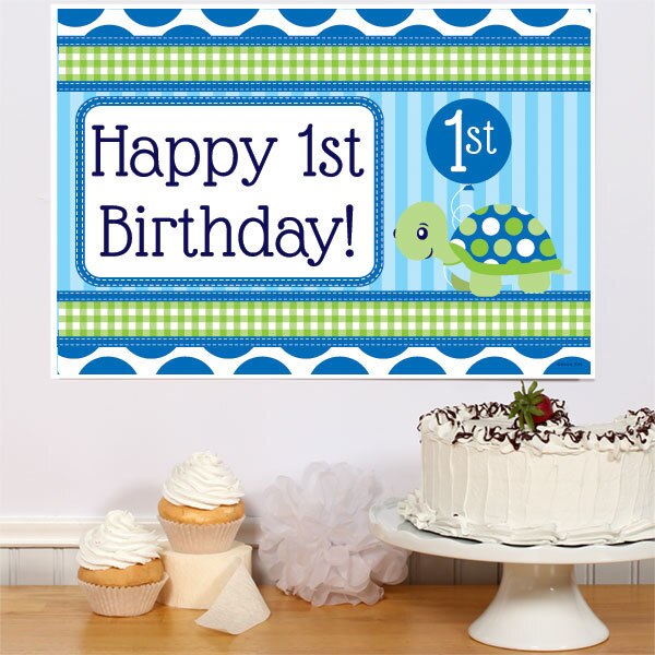Little Turtle 1st Birthday Sign, 8.5x11 Printable PDF Digital Download by Birthday Direct