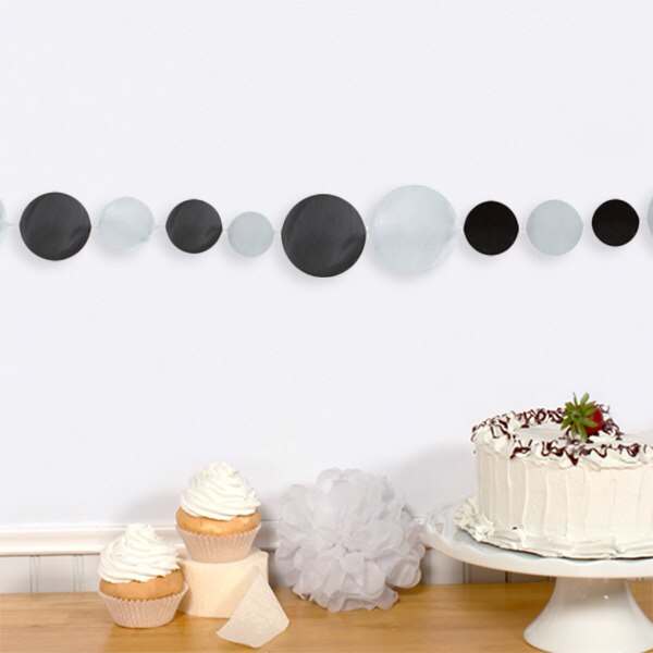 Black and Silver Dots Paper Garland, decor, each