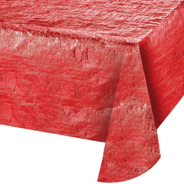 Classic Red Metallic Table Cover, 54 x 108 inch