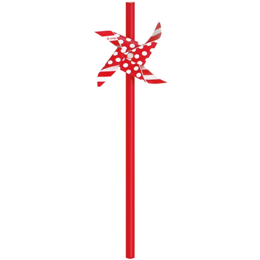 Red and White Pinwheel Paper Straws, 7 inch, each